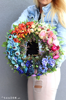 Letnia Tęcza, bajeczny wianek na drzwi, śr.40cm