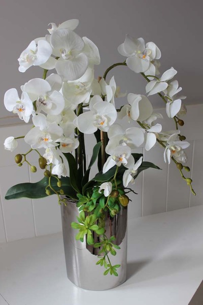 Silverio storczyk w srebrnym wazonie, wys.80cm