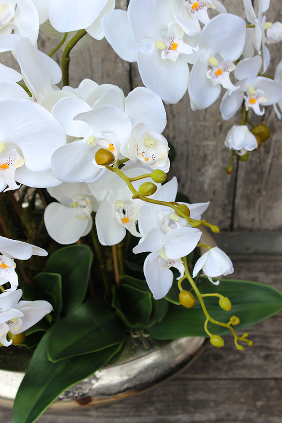 ogromny storczyk sztuczny w aluminiowej donicy Ballada, wys.80cm 