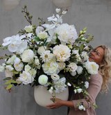 Florencja Biel kompozycja kwiatowa / bukiet, wys.100xśr.85cm 