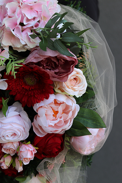 dekoracja / wiązanka nagrobna Red Spring, dł.55cm