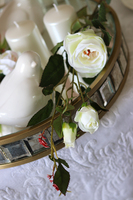 gałązka / sztuczna róża, Przyjęcie Komunijne, dł.70cm