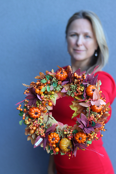 jesienny wianek z dyniami, Hefra, śr.27cm