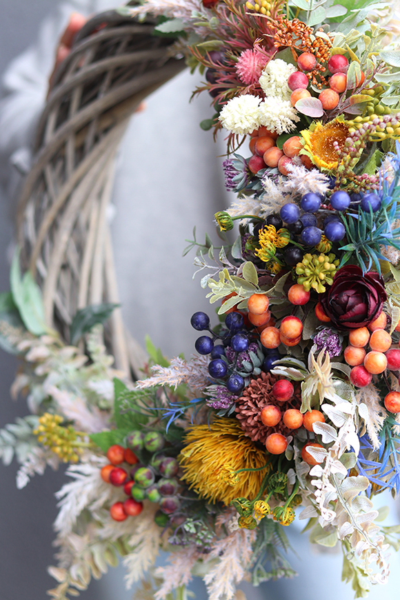 Katasia Autmn, asymetryczny jesienny wianek, śr.44cm 