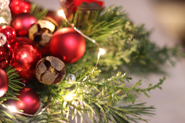 stroik zimowy na stół, Karminowy Laos Deluxe LED, wys.30cm 