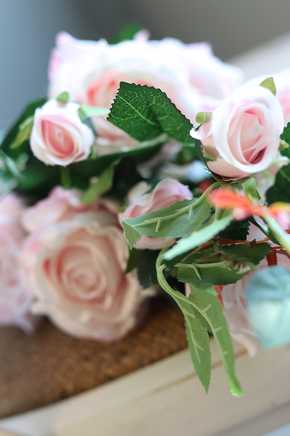 bukiet sztucznej róży na gałęzi, Lena Pink, dł.98cm