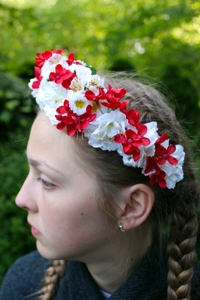 wianek na głowę Biało-czerwony, rozmiar uniwersalny, dziecięcy / dorosły