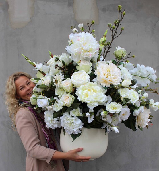 Florencja Biel kompozycja kwiatowa / bukiet, wys.100xśr.85cm 