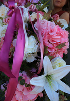 Pink Cleo, bukiet / wiązanka nagrobna w kolorze różu, dł.80cm