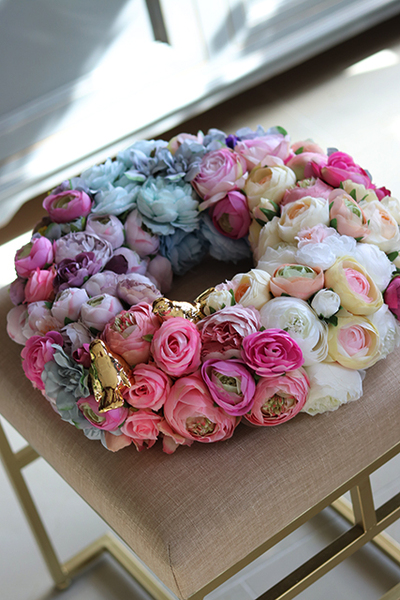 Bella Beauty, duży wianek ze złotymi ptaszkami, śr.46cm