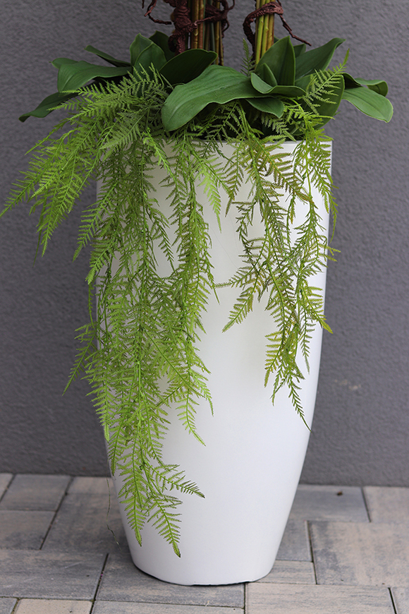 Fiberglass Grande White Duo, efektowny storczyk w białej donicy z fiberglass, wys.140cm