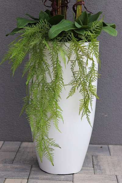 Fiberglass Grande White Duo, efektowny storczyk w białej donicy z fiberglass, wys.140cm