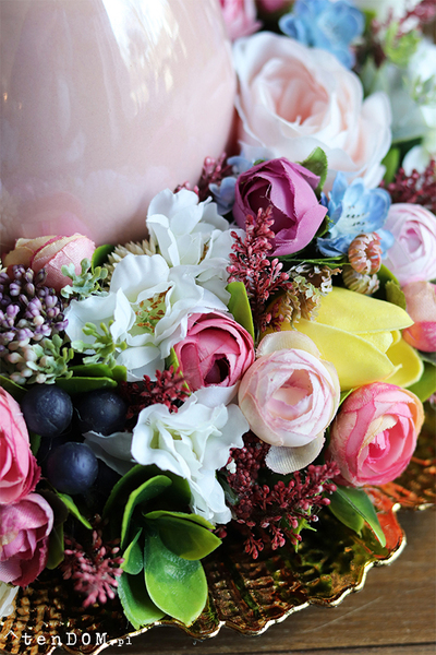 Easteria Fruttina 2, wielkanocny stroik z porcelanowym jajem, śr.35cm