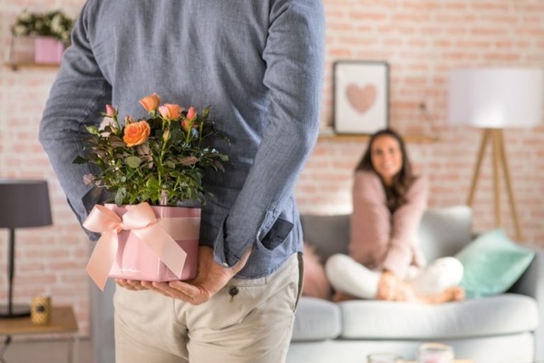 Cube Glossy Brokat, elegancka donica z nawadnianiem, kaszmirowa, wym.14x14cm