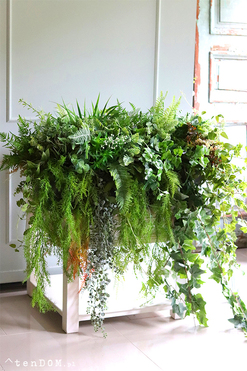 Boggotina, ekskluzywna kompozycja roślinna w donicy na balkon, wym.120x120cm 