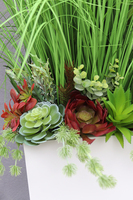 Deronata, trawa w białej donicy Fiberglass z dmuchawcami, wys.145cm