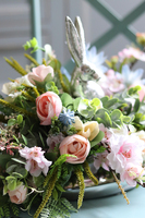 kompozycja wielkanocna w lustrzanym naczyniu, Zając na Łące, wym.23x46cm