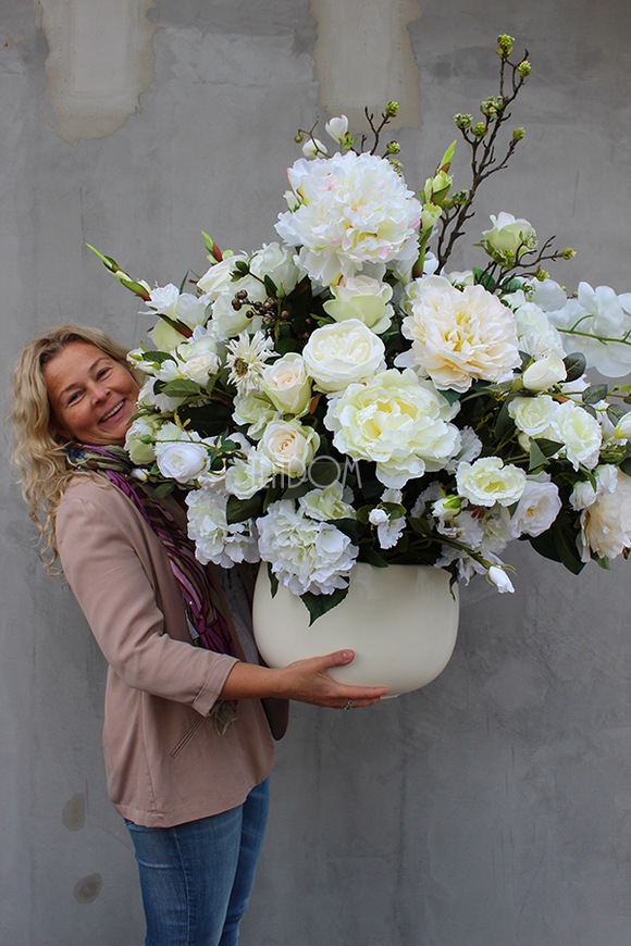 Florencja Biel kompozycja kwiatowa / bukiet, wys.100xśr.85cm 