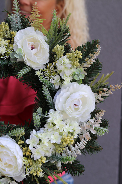 Dacja, wysokiej jakości wianek ze sztucznych roślin, śr.40cm