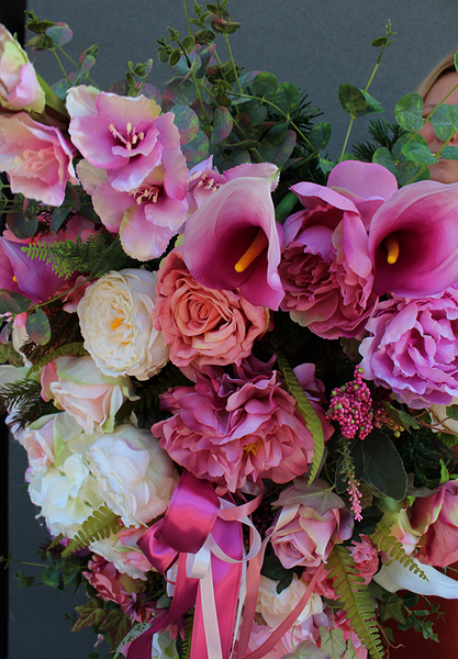 Pink Cleo, wiązanka nagrobna w kolorze różu, dł.88cm 