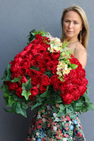 duża kompozycja / wiązanka nagrobna, Różane Serce, dł.100cm