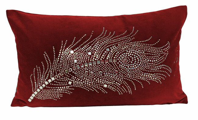 Feather Red, elegancka poszewka na poduszkę, 30x50cm