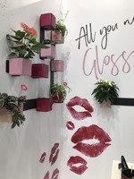 Cube Glossy Brokat, elegancka donica z nawadnianiem, kaszmirowa, wym.14x14cm