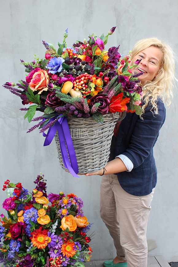 bogaty jesienny kosz Idzie Jesień, wys.65cm  