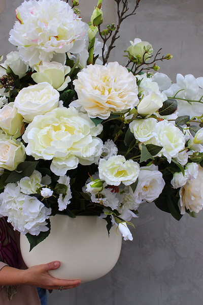 Florencja Biel kompozycja kwiatowa / bukiet, wys.100xśr.85cm 