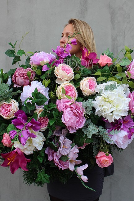 dekoracja / wiązanka nagrobna XL Różowa, dł.100cm