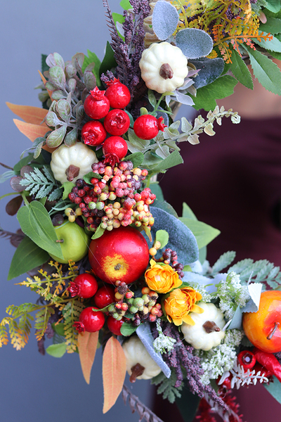 Jesienny Dom, wianek na drzwi z owocami, śr.30cm 