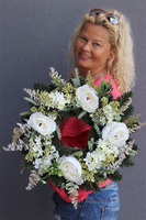 Dacja, wysokiej jakości wianek ze sztucznych roślin, śr.40cm