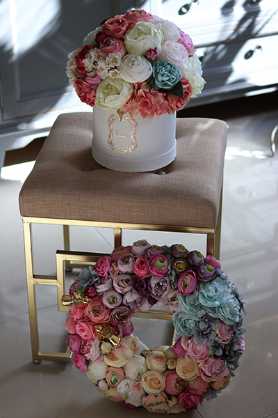 Bella Beauty, zestaw dekoracji kwiatowych, flowerbox & wianek