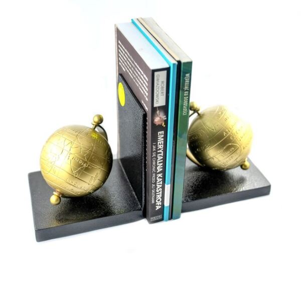 Book Globe Gold, komplet podpórek do książek, mosiądz, wym.11x13x18cm