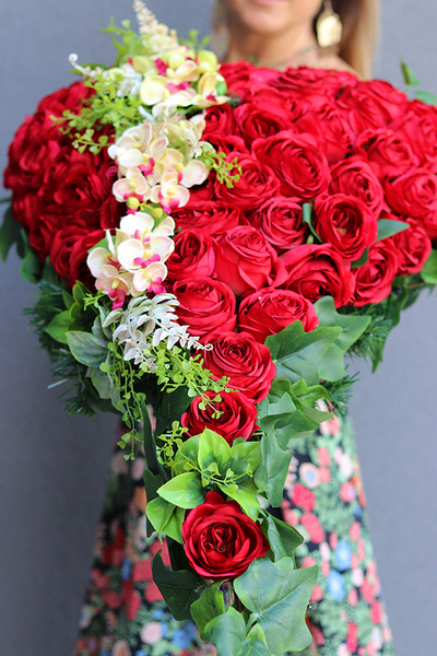 duża kompozycja / wiązanka nagrobna, Różane Serce, dł.100cm