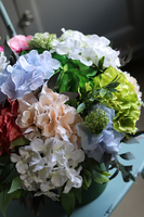 Cekiano, flowerbox z hortensjami w zielonym pudełku, wys.43cm