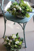 Deturo, dekoracja kwiatowa w srebrnym naczyniu, wys.24cm