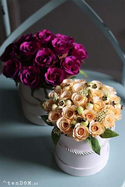 flowerbox z różami, Fuschia Mercedes, wys.22cm