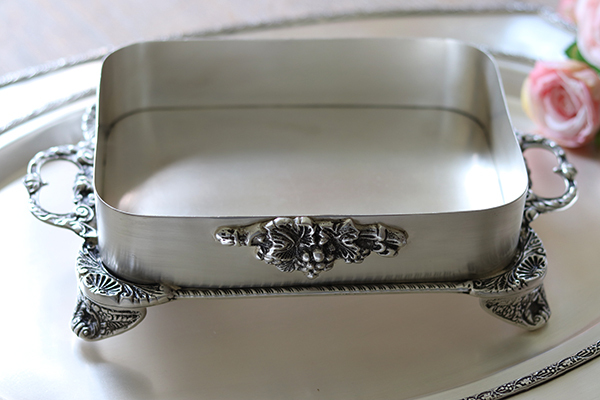 Abigail, taca / patera posrebrzana z wysokim brzegiem, wym.7x17x27cm