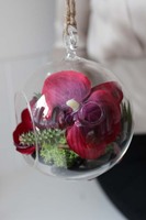 dekoracja mini w szklanej kuli / zawieszka, Gardenia Orchid A, śr.10cm