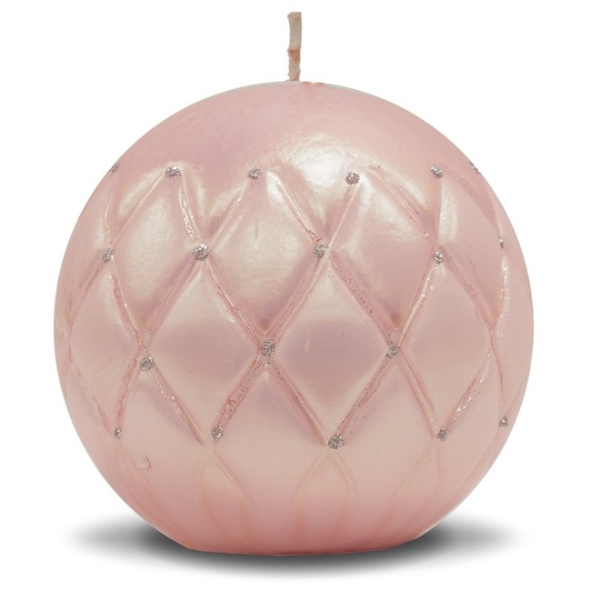 elegancka świeca z kryształkami, Pink, śr.10cm
