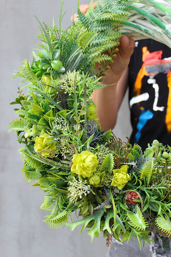 prześliczny wianek na drzwi Sukulenty, śr.40cm