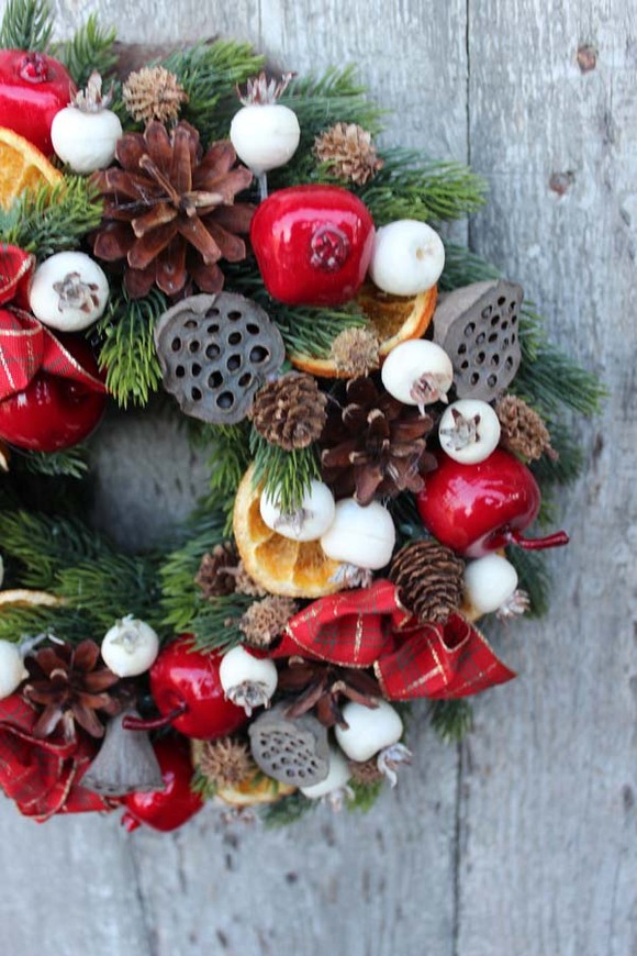 Pora na Święta, dekoracyjny wianek na drzwi, śr.27cm