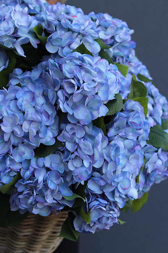 bardzo bogaty kosz hortensji, Blue Provance, wym. 54x54cm  