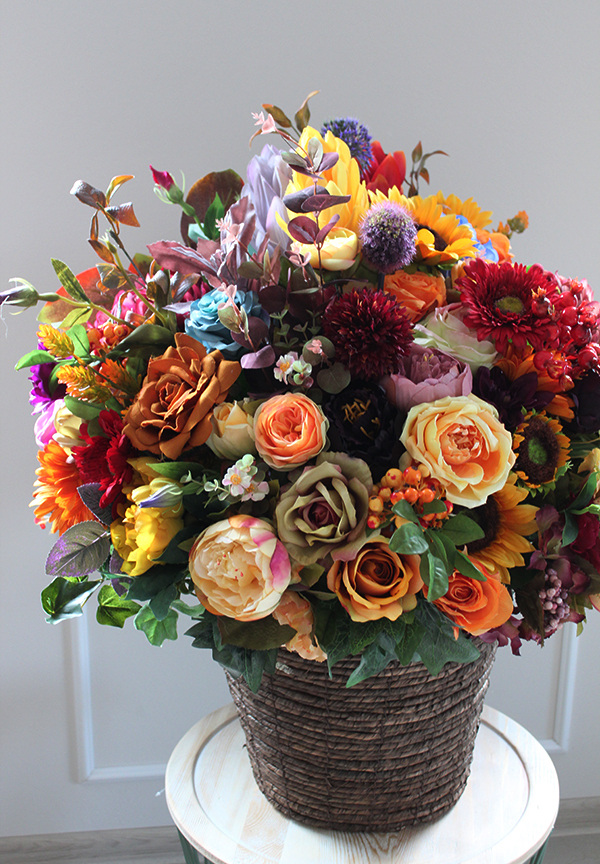 ekskluzywny jesienny kosz Meluzyna, wys.78cm, śr.70cm 