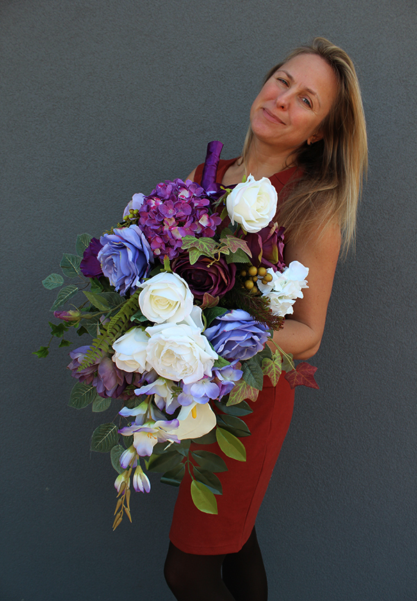 Violet Cleo, komplet 2 eleganckich wiązanek nagrobnych, dł.80/88cm  