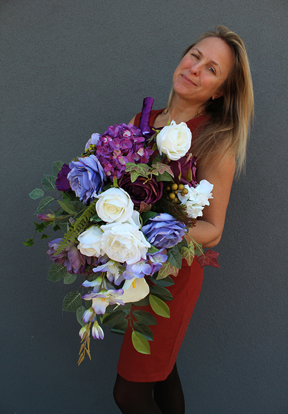 Violet Cleo, komplet 2 eleganckich wiązanek nagrobnych, dł.80/88cm  