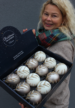 komplet bombek Christmas White&Gold, kpl.12szt.