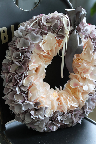 oryginalny wianek na drzwi hortensja Ombre, śr.40cm