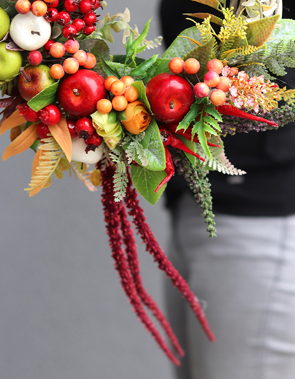 jesienny wianek na drzwi z owocami, Sadowy Dom, śr.30cm  